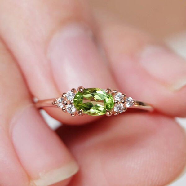 Wholesale Peridot Real Gold Plated Copper Rings