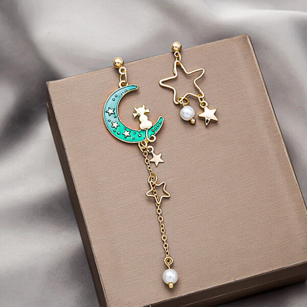 O1CN01t2a05e1onFsgVxS33_2059265269-0-cib Wholesale Cat Moon Star Long Tassel Alloy Earrings