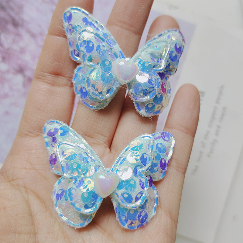 Wholesale Shell Sequin Double Layer Butterfly Kids Hair Aessories