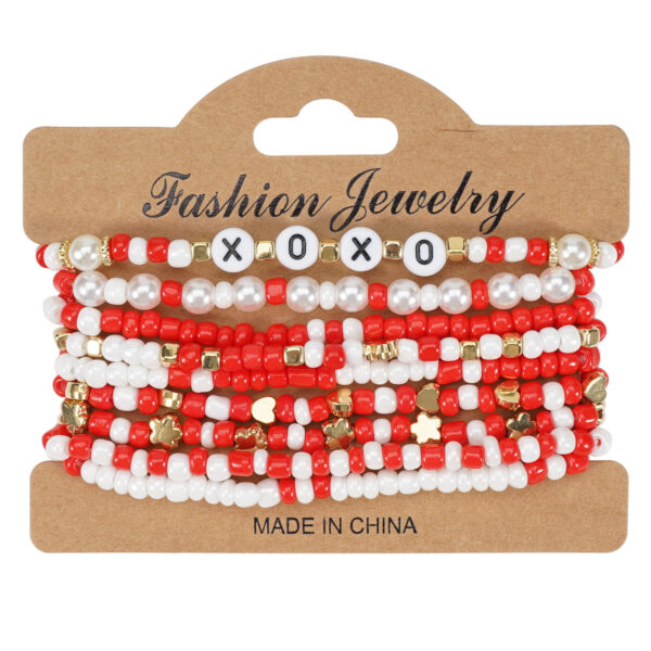 Wholesale Valentine's Day Love XOXO LOVE Soft Clay Beads Multi-layer Elastic Bracelet