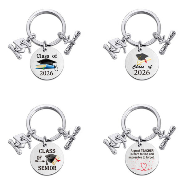 Wholesale Stainless Steel Round 2023 Graduation Gift Metal Keychains
