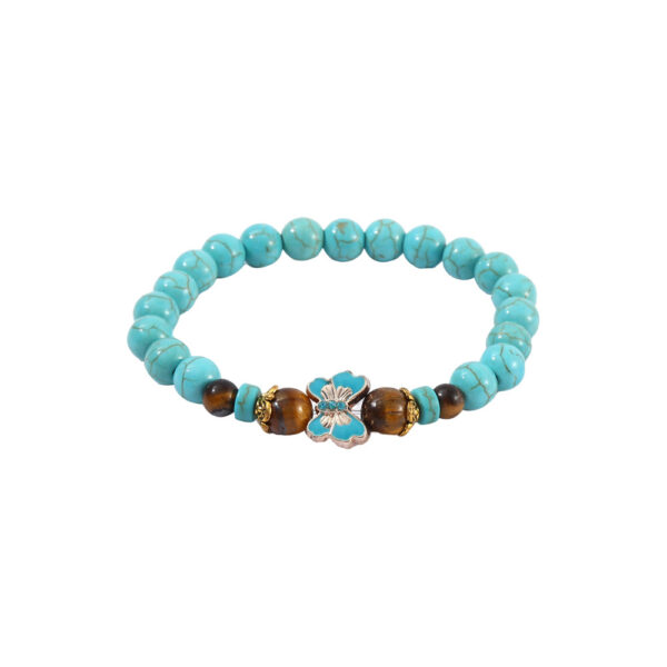 Wholesale 8mm Turquoise Cross Natural Stone Beaded Vintage Tiger Eye Bracelet Set