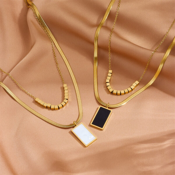 O1CN01t5TaYV1TS5XXYIb05_3476002380-0-cib Wholesale Stainless Steel Geometric Black Square Double Layer Necklace