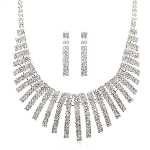 Wholesale Bridal Full Diamond Tassel Necklace Set