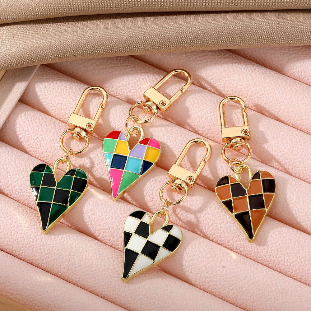 Wholesale Minimalist Grid Heart Alloy Keychains