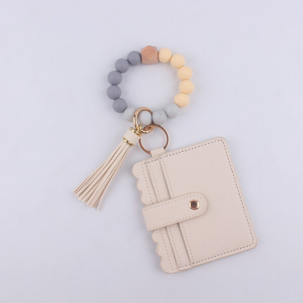 Wholesale Silicone Beaded Card Holder Wrist Keychain