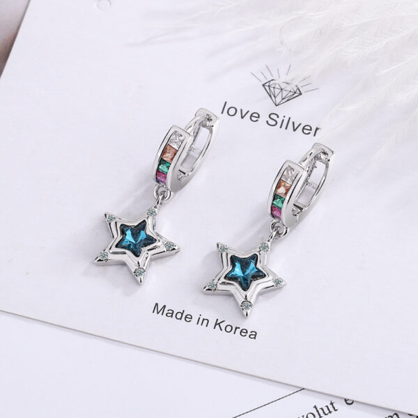 Wholesale Blue Pentagram Diamond Copper Earrings