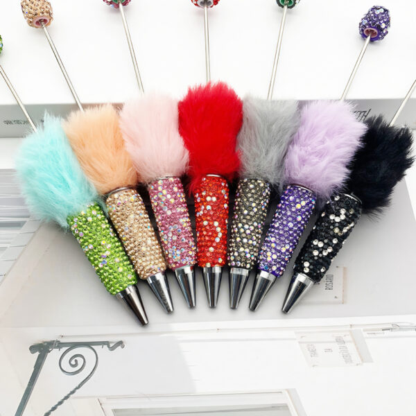 Wholesale Beadable Pen Plastic Creative Cute Plush with Diamonds DIY