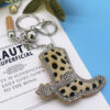 Wholesale Zinc Alloy Long Tube Imitation Leopard Horse Hair Boots Key Chain
