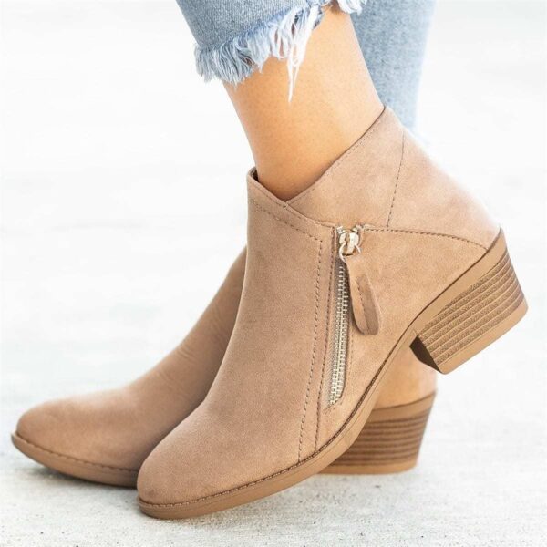 Wholesale Suede Double-sided Zippered Women's Short Boots