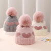 O1CN01tCI7YJ1p8mKqlTUXI_2206668985316-0-cib Wholesale Children's Winter Hat Fur Ball Knitted Hat Scarf Gloves Set