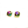 Wholesale Seven Colored Square Diamond Alloy Earrings Jewelry Set