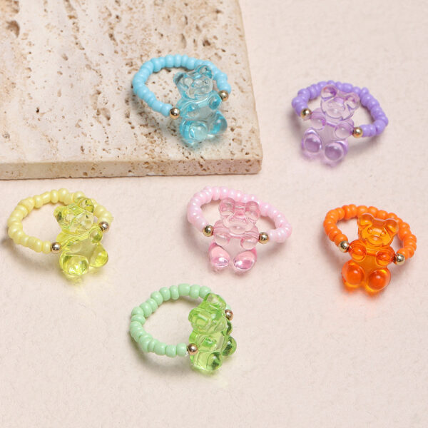 O1CN01tGpY2F1dXFySRTD57_1881773745-0-cib Wholesale Frozen Resin Bear Adjustable Rice Bead Ring 6 Sets