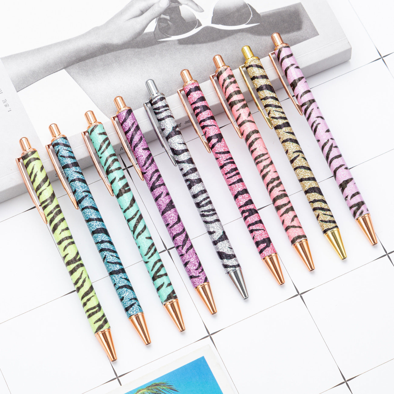 Wholesale Metal Zebra Pattern Gold wder Bouncing Ballint Pen
