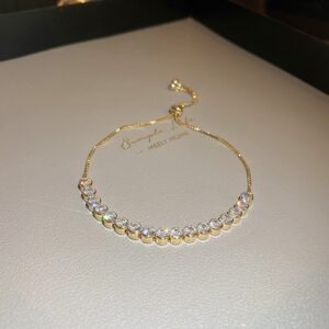 Real Gold Plated Zircon Circle Stitching Bracelet