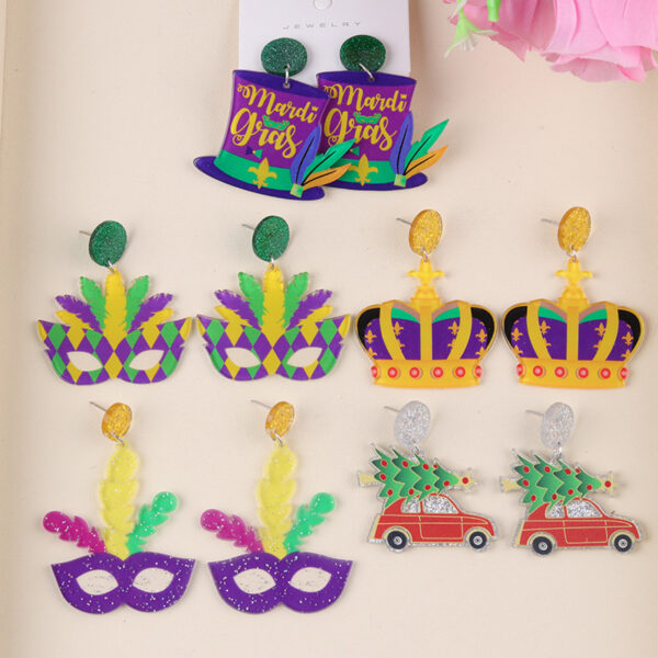 O1CN01tJ26601T3MFwyVn3C_2677772326-0-cib Wholesale Carnival Mask Acrylic Mardi Gras Earrings