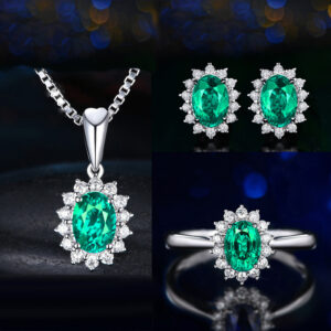 Green "earrings + + necklace + Ring Opening] / 30% white copper plated platinum