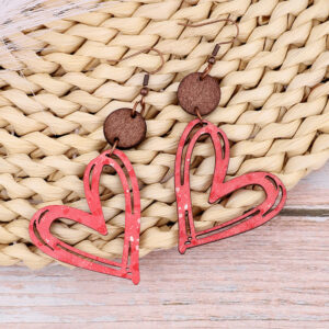 O1CN01tMab7a1ftMUzL99Wf__3172764064-0-cib Wholesale Valentine's Day Fashion Hollow Heart Wood Slice Women's Earrings