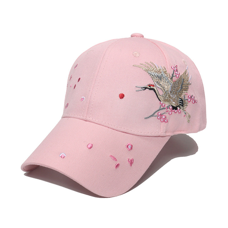 Wholesale lyester Crane Plum Blossom Embroidery Baseball Cap