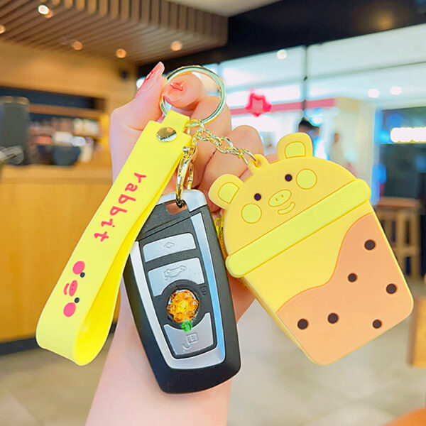 Wholesale Cute Milk Tea Pig Silicone Coin Purse Soft Rubber Keychains