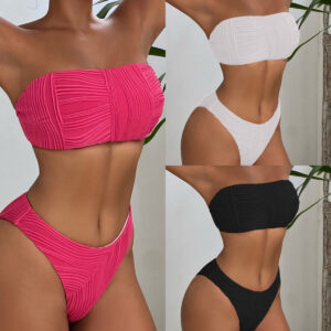 Wholesale Three-dimensional Stripe Fabric Swimwear