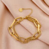 Wholesale Thick Chain Double Layer Titanium Steel 18K Gold Bracelet