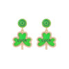 Wholesale St. Patrick's Four-leaf Clover Alloy Oil-drip Diamond LUCK Earrings