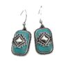 Wholesale Ethnic Shield Turquoise Metal Earrings