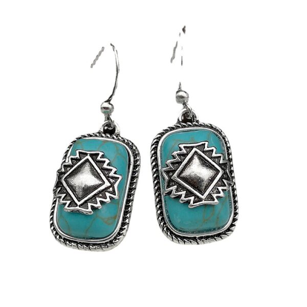 Wholesale Ethnic Shield Turquoise Metal Earrings