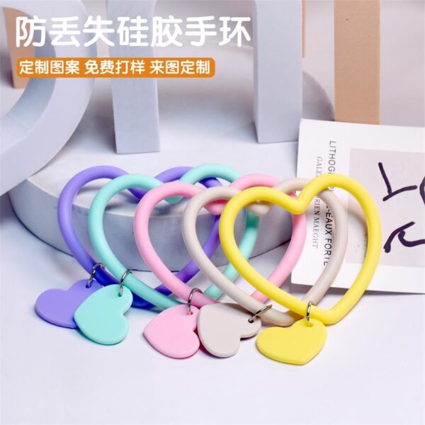 Wholesale Mobile Phone Anti-loss Silicone Heart-shaped Hanging Ring Key Chain