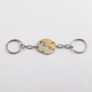 Round cat (Gold + white keychain pair)