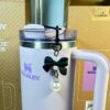 Wholesale Ice Cup Straw Bow Pearl Pendant Cup Accessories