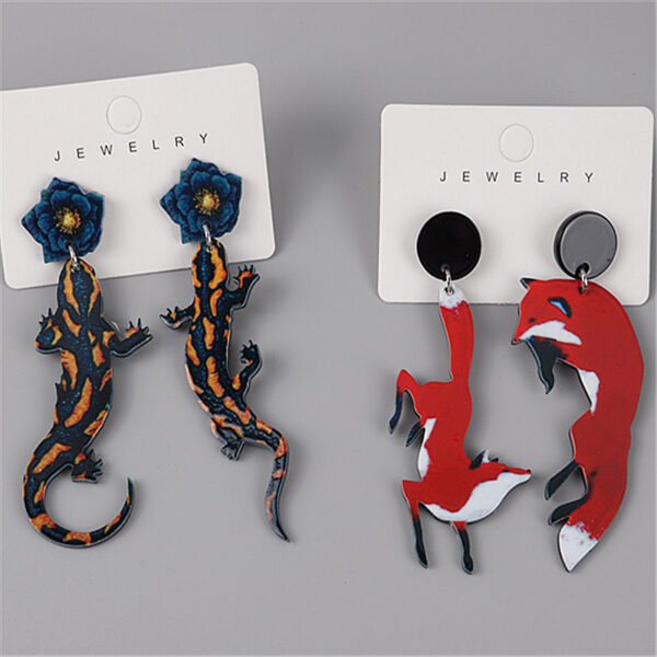 Wholesale Creative Lizard Gecko Red Fox Acrylic Earrings