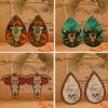 Wholesale Bull Head Water Drops Wooden Earrings