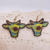 Wholesale Vintage Wooden Western Bullhead Sunflower Bohemian Earrings