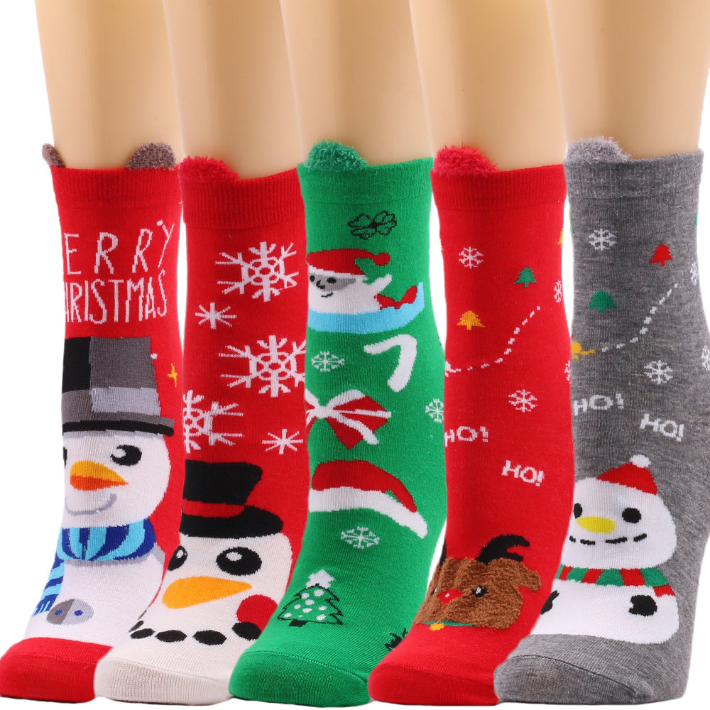 Wholesale Autumn New Christmas Elk Cotton Socks