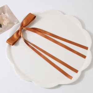 Polyester cotton ribbon light brown 8G duckbill clip