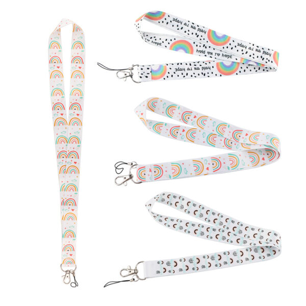 Wholesale Rainbow Polyester Badge Lanyard