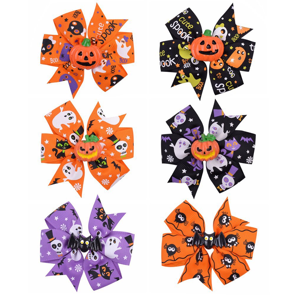 Wholesale ess Bat Ghost Fabric Kids Hair Clips