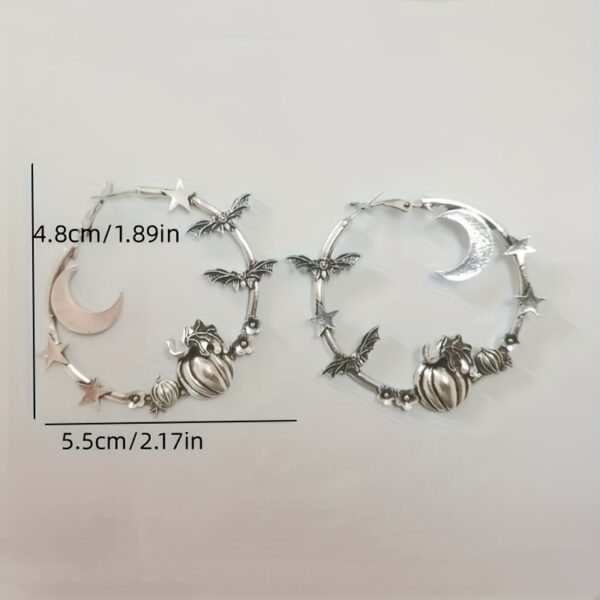 Wholesale Gothic Star Moon Pumpkin Bat Large Hoop Alloy Earrings