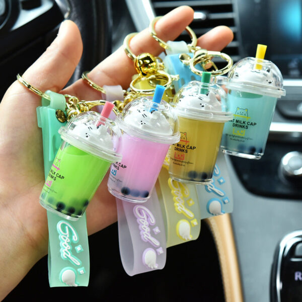 Wholesale Acrylic Oiled Cat Milk Tea Cup Creative Key Chain