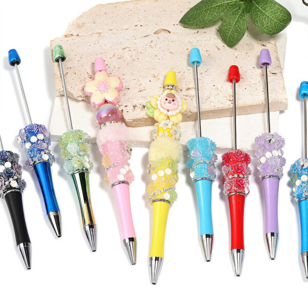 Wholesale 5pcs Heavy Industries DIY Mermaid Beads Rose Piercing Beads Love Bow Spinning Beads Ballpoint Pen