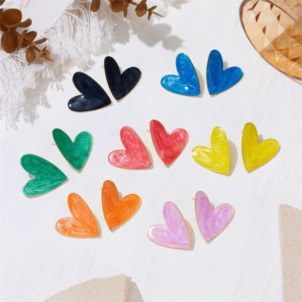 O1CN01tdNtxb1o5k84RU6A6__2200827845174-0-cib Wholesale Candy Color Oil Dripping Color Big Heart Earrings