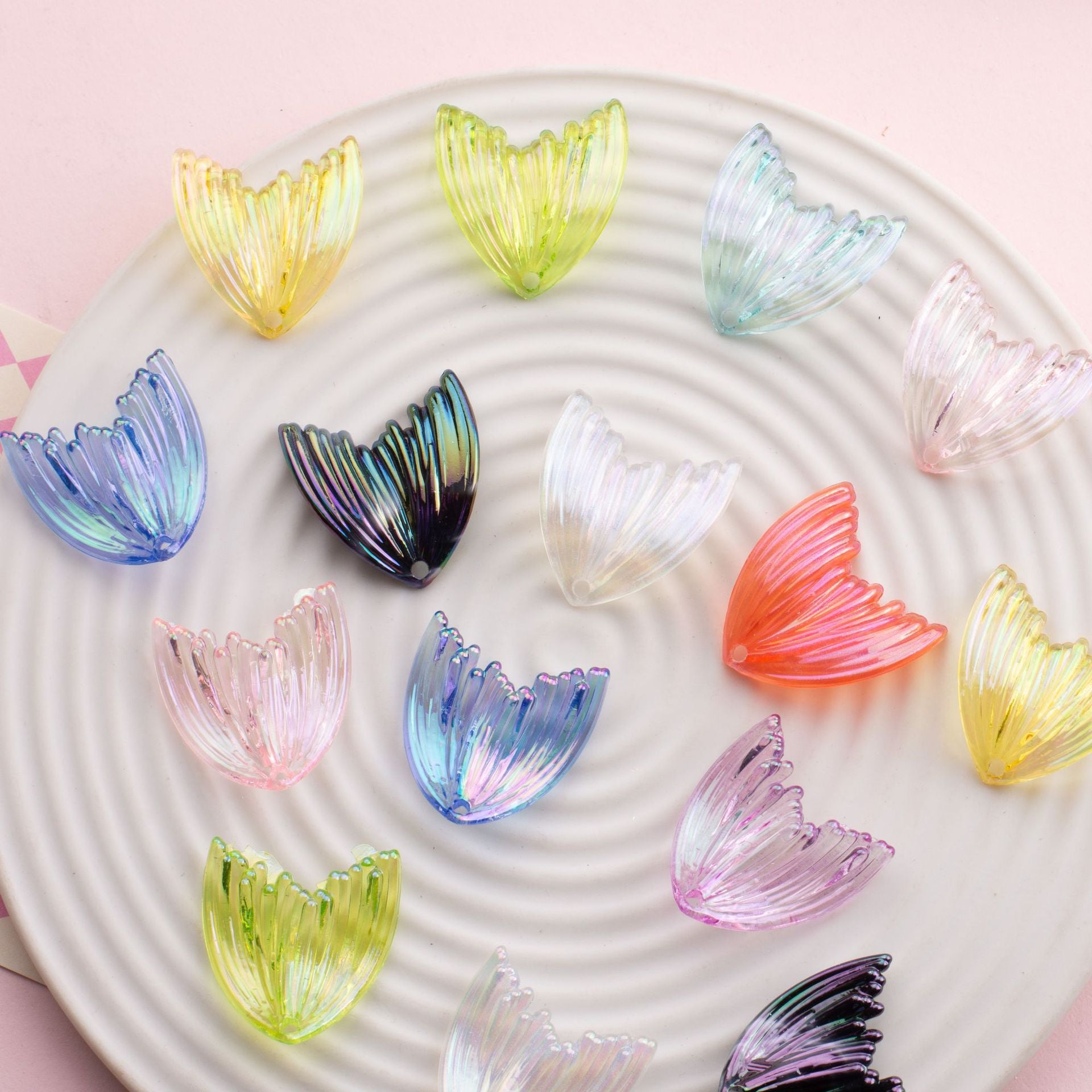 Wholesale UV Coated Mermaid Fish Tail Acrylic Loose Beads