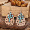 Wholesale Exaggerated Cactus Turquoise Western Cowboy Horse Hair Leopard Earrings