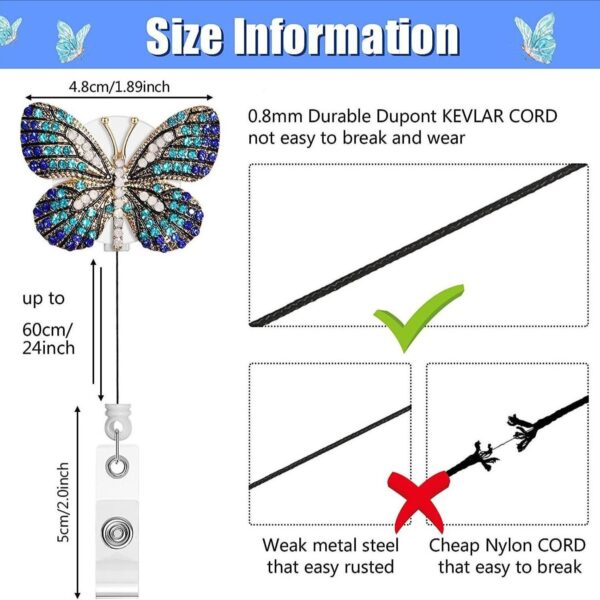 O1CN01tezCb61Q2UbKbBjur_2213922901918-0-cib Wholesale Colored Metal Diamond Butterfly Emblem Scroll Retractable Keychain