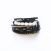 Wholesale Freshwater Pearl Cowhide Rope Bracelet with Diamond Multi-layer Magnet Buckle