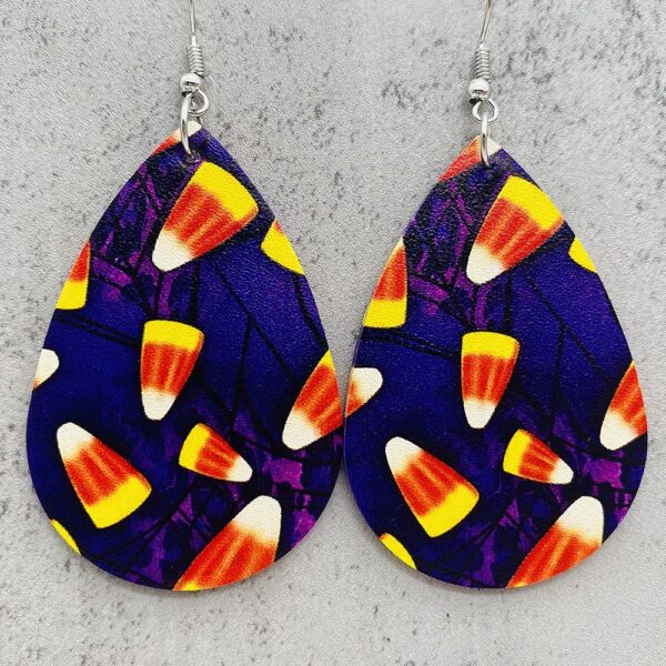 O1CN01tgII1N2CFrcmVFVI3_2207539588445-0-cib Wholesale Halloween Flower Skull Double Sided Leather Water Drop Earrings