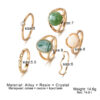 Wholesale Alloy Inlaid Green Jade Ring Set