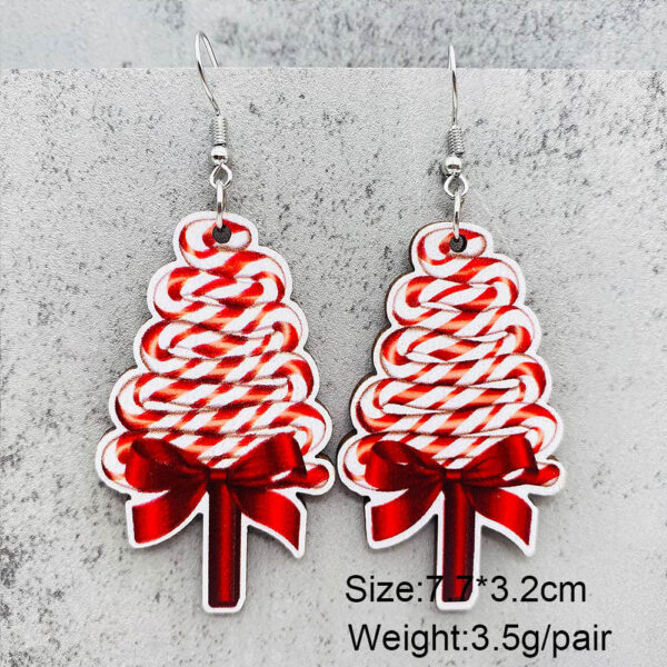 Wholesale Christmas Candy Cane Cane Wooden Earrings